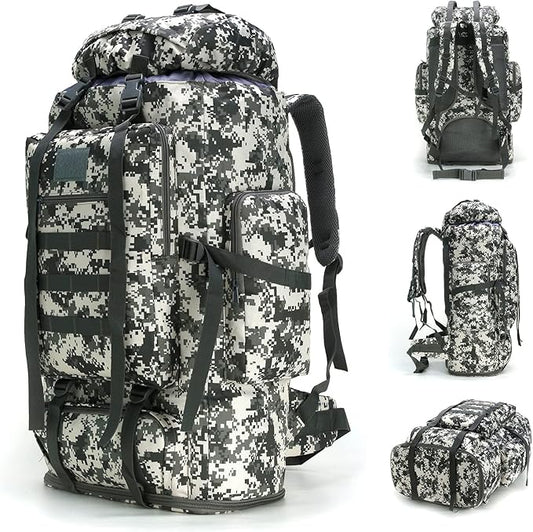 70L/100L Hiking Camping Backpack MOLLE Rucksack Waterproof Daypack for Traveling (City Camo)