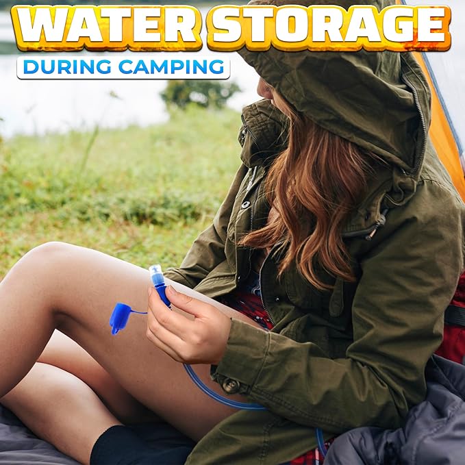 Water Bladder for Hiking Backpack – 1L/1.5L TPU Material Hydration Bladder with Readable Markup, Large Opening Lid, Mouthpiece Cap & Easy Tube Connection – Water Pouch for Backpac , Camping Trips