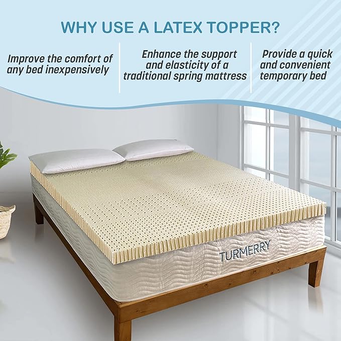 7 Zone Green Natural Organic Latex Mattress Topper King Size - 3 inch - Soft Plush Pillow Top - GOLS Certified Latex Foam Bed Pad for Side Sleepers Zonal Support Durable and Breathable