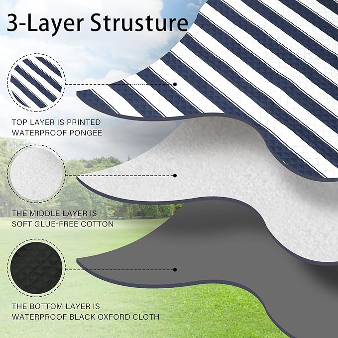 HX&OD Outdoor Picnic Blanket Extra Large, 80”x60” Waterproof Picnic Mat Foldable Camping Blanket Portable with Carry Strap for Beach Mat (Bule)