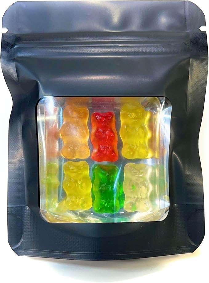 Smell Proof Odor Free Mylar TRAYBAGS (50 pack) Stand Up Foil Pouch, Strong Reusable Zip Seal, 4 Mil Thick. ROYPACK (Matte Black with Window, Mini 1g)