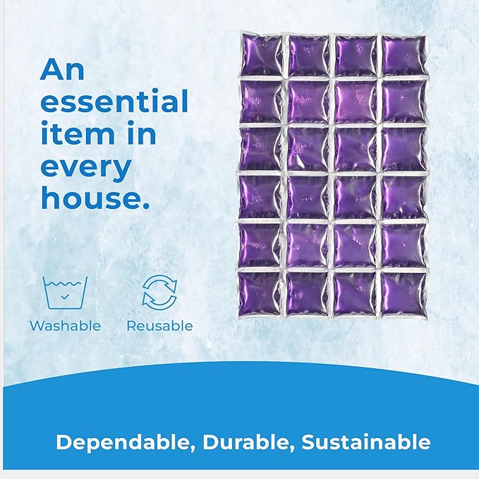 ICY-COOLS Reusable Ice Packs for Coolers - Flexible Ice Sheets, Flat and Long-Lasting for Camping or Lunch Boxes, 10x16 & 8x12, 1 or 3 Pack