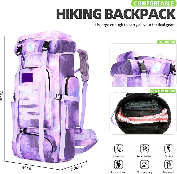 King'sGuard 70L Camping Hiking Backpack for Men Women Large Military Tactical Backpack Molle Rucksack Backpack for Outdoor