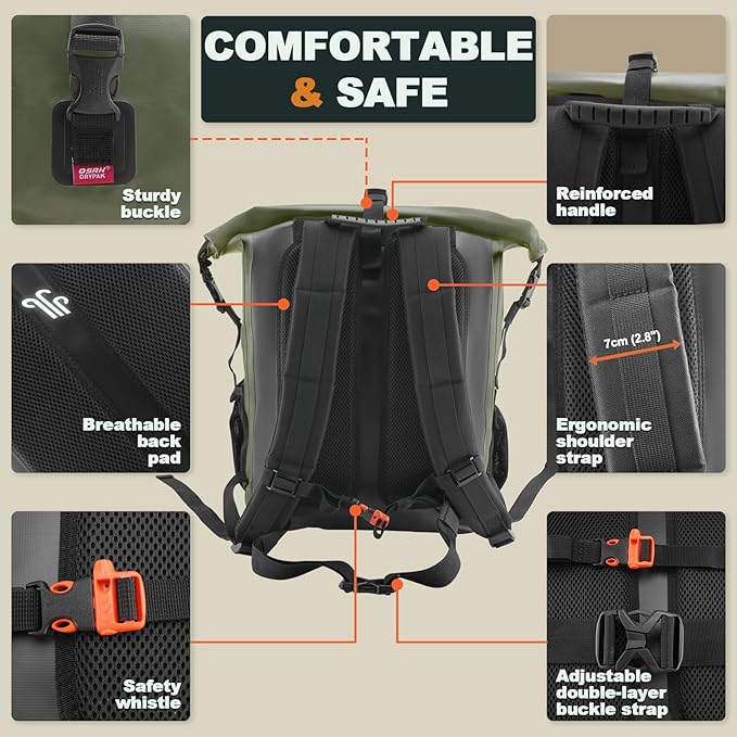 Waterproof Backpack Dry Bag 25L/35L/55L/85L – Heavy Duty Roll-Top Hiking Backpack Sack Keeps Gear Dry for Travel, Kayaking, Boating, Camping, Rafting and Fishing