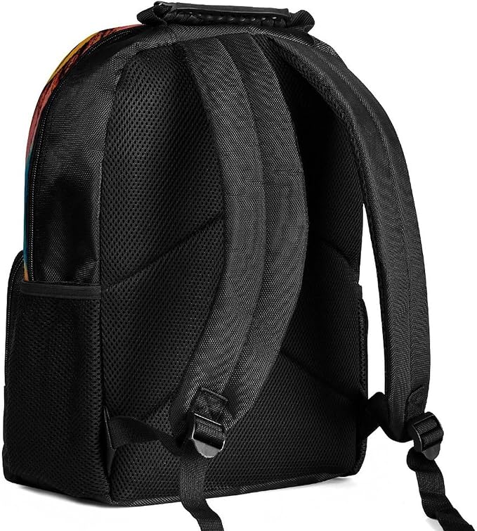 Polyester Daypack for Camping Travel Walking Cycling, Big Capacity Anti-Theft Multipurpose Bookbag, Sun And Moon Art Camping Outdoor Backpack