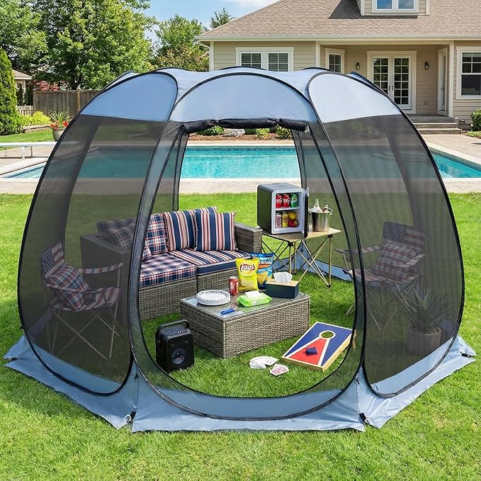 Alvantor® Pop Up Screen House Gazebo, Portable Mosquito Net Tent, UV Protected Sun Shelter for Patio, Backyard & Camping, Instant Setup for 2-10 People