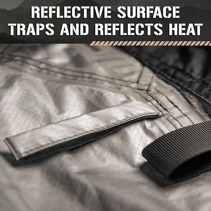 Bushcrafter Waterproof Camping Tarp - Lieghweight, Durable, Reflective Shelter Tarp or Rain Fly - Camping Essentials for Hiking, Bushcraft & Hammock, 8 x 8 ft, Black, TAC-STP101-BK