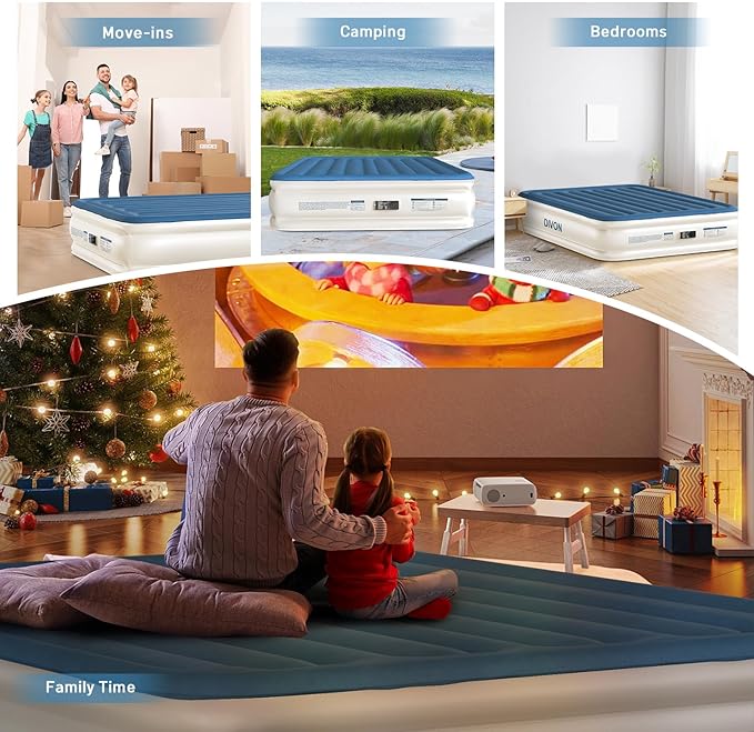 DIVON Air Mattress Queen with Built in Pump,15''High Inflatable Mattress,Quick Blow Up Mattress in 3 Mins,Upgraded Air Bed for Home, Guests & Camping,660lbs