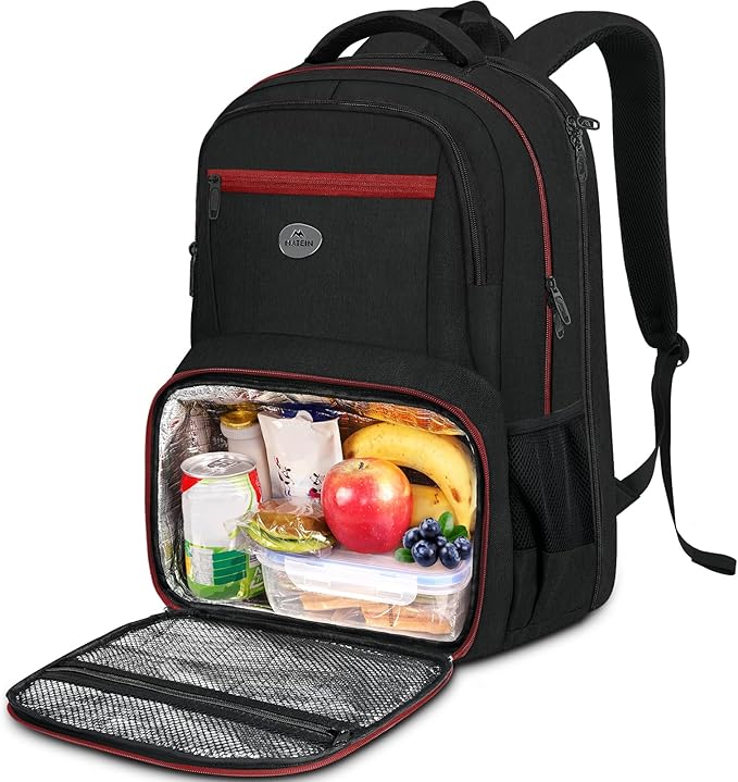 MATEIN Mens Backpack with Lunch Box, Sturdy Padded 17 Inch Laptop Backpack for College, Water Resistant TSA Work Bag with Cooler Compartment, Large Computer Bag for Campus Class Commute
