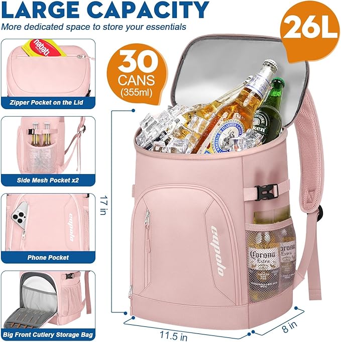 Capolo Cooler Backpack for Men Women Insulated Backpack Cooler Leak Proof Thermal Bag Beverage Soft Cooler Bag Lunch Backpack for Camping 30/45 Cans