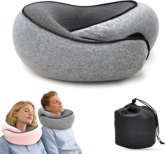2025 New Neck Travel Pillow | Memory Foam Neck Pillow for Comfort on Airplane | Compact and Ergonomic Design for Travel, Car Rides, Offices,and Home Use | Ideal for Adults and Kids(Dark Grey)