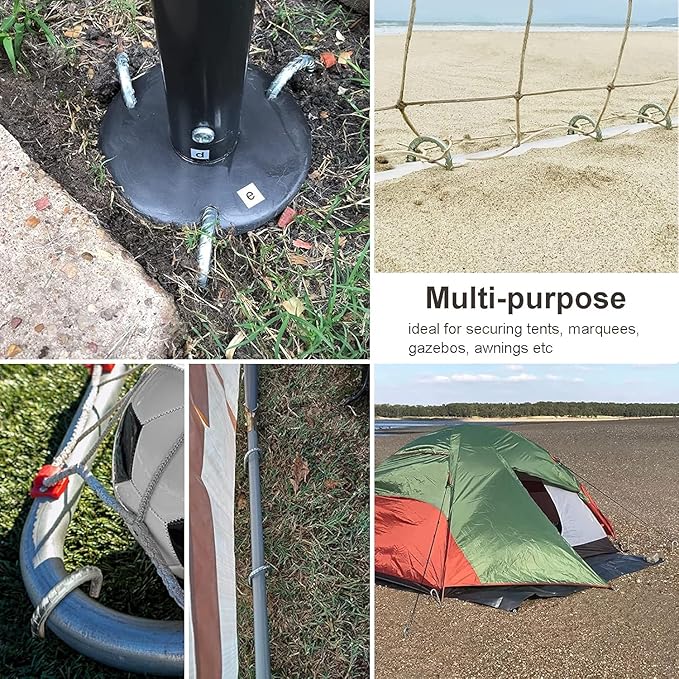 Rebar Stakes 12 Inch, Heavy Duty Galvanised Steel Rebar Ground Stakes, Fence Anchors, Ground Stakes with Hook, Ground Blind Stakes for Marquees, Gazebos, Tents, Trampolines, Camping