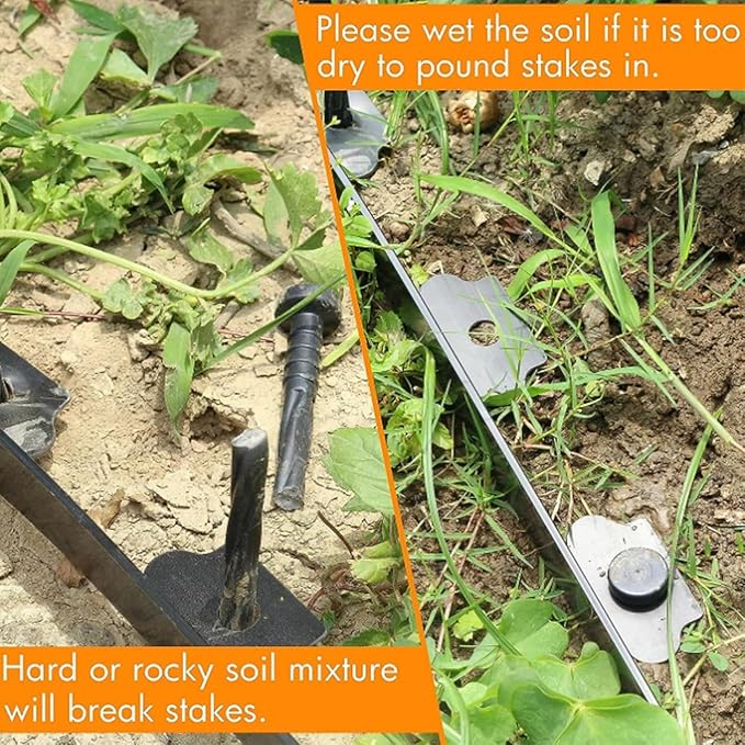 Landscape Edging Stakes, 170 Pcs 8" Plastic Garden Spikes, Spiral Nylon Anchoring Spikes for Paver Edging, Weed Barriers, Artificial Turf, Tent, Grass Pathway and More, Black