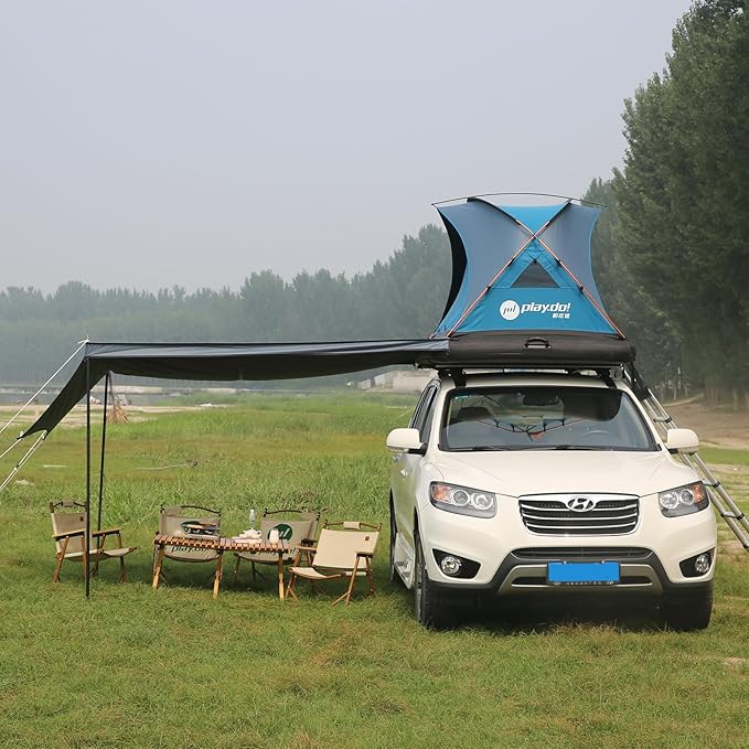 2 Person Inflatable Car Roof Top Tents with Pump and Awning,4 Season Camping Dome Roof Top Tent Camping Tent for SUV, Truck and Universal Car,Easy Setup
