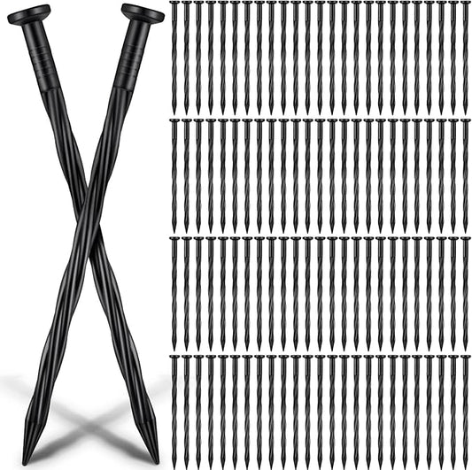 300 Pcs Landscape Edging Stakes Bulk 8 Inch Spiral Landscape Anchoring Spikes Plastic Edging Nails Yard Garden Anchoring Spikes for Weed Barrier Paver Edging Artificial Turf Stakes