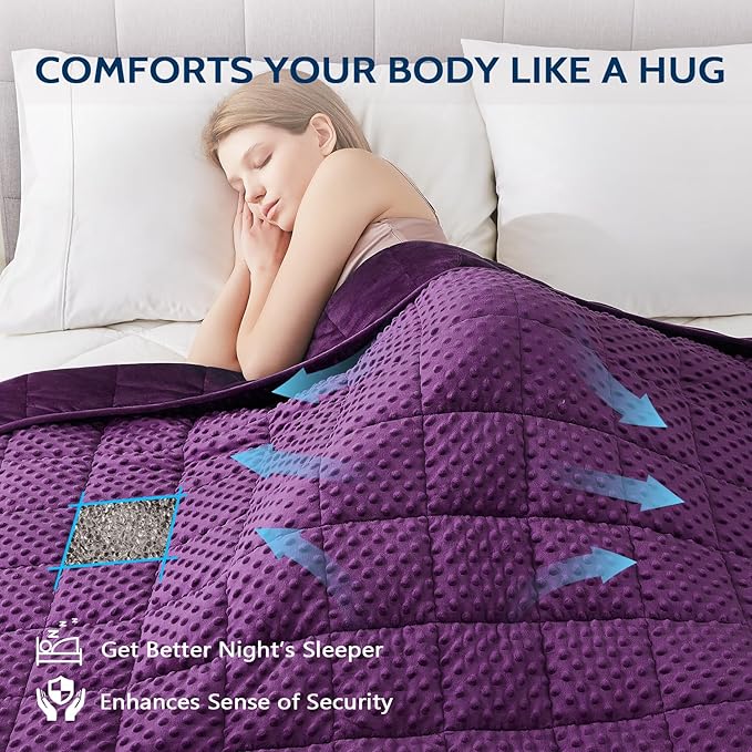 L'AGRATY Weighted Blanket for Adult - 60"x80" 25lbs Minky Dots Heavy Blanket with Glass Beads Soft Breathable for All-Season Summer Fall Winter Thick Comfort for Sleeping