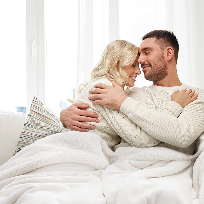 Bedsure GentleSoft Sherpa Fleece Throw Blanket Twin Size for Couch - Thick and Warm, Soft Fuzzy Plush Twin Blanket for Winter, White, 60x80 Inches