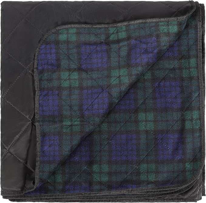 REDCAMP Extra Large Waterproof Stadium Blanket for Cold Weather, Soft Warm Fleece Camping Blanket Windproof for Outdoor Picnic Sports, 79”x 79” Green Grid