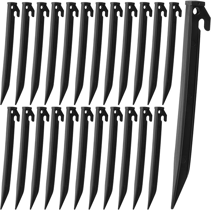 Aodaer 24 Pieces Plastic Inflatable Stakes 8.8 Inch Christmas Halloween Yard Stakes Heavy Duty Anchor Replacement Inflatable Accessories for Garden Outdoor Inflatable Decorations, Black
