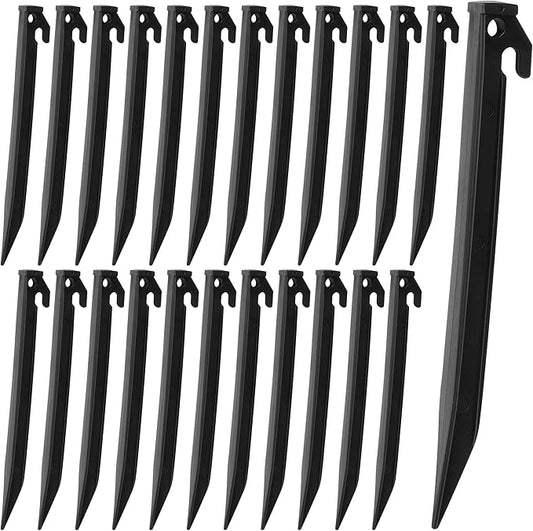 Aodaer 24 Pieces Plastic Inflatable Stakes 8.8 Inch Christmas Halloween Yard Stakes Heavy Duty Anchor Replacement Inflatable Accessories for Garden Outdoor Inflatable Decorations, Black