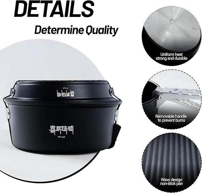 Himalaya 4 Pcs Portable Camping Cookware Mess Kit with Lightweight Pots Pans Kettle Carry Mesh Bag Cleaning Sponge for Kitchen Stove Outdoor Backpacking Hiking Family Picnic Outdoor