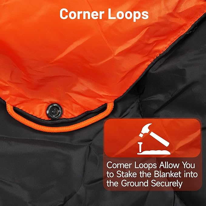 Lightweight Camping Blanket, Packable, Down Alternative, Puffy, Printed Wearable Blankets, Warm Camping Quilt with Snap Buttons for Outdoor, Travel, Hiking