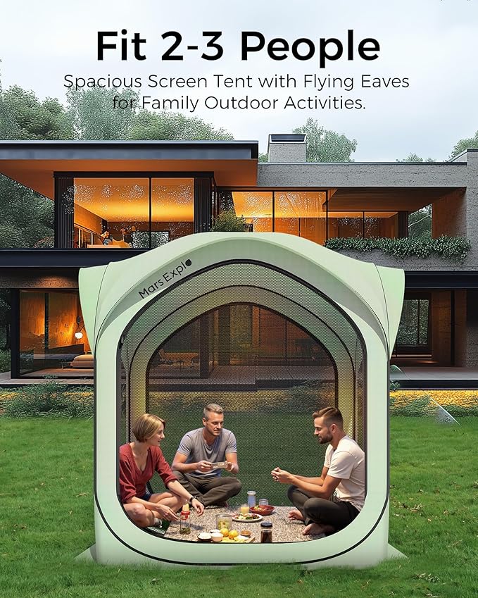 6x6FT Pop-Up Screen House Tent, Instant Portable Screen Room Canopy with Mesh Doors and Carry Bag for Patio, Backyard, Deck, Camping, and Outdoor Activities,Seafoam Green