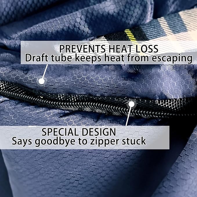 Cold Weather Sleeping Bag 100% Cotton Flannel XXL for Adults Big and Tall,Free Compression Sack