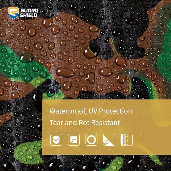 GUARD SHIELD Lightweight Camo Tarp Camouflage Tarps Waterproof 16x20 Feet Poly Cover 6mil