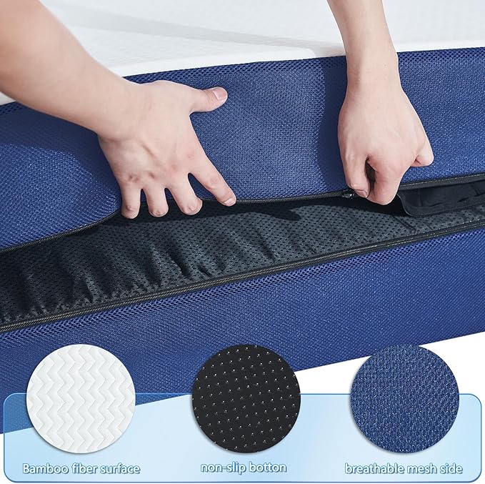 CYMULA Folding Mattress Full Size,4 inch Memory Foam Tri Portable Trifold Mattress Topper Full with Breathable & Washable Cover, Foldable Guest Bed for Camping (52"×73"×4")