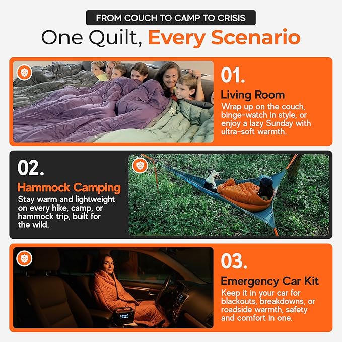 Sierra Madre Puffle 40 °F 5‑in‑1 Camping Quilt – Ultra-Soft Outdoor Blanket, Sleeping Bag, Under/Top Quilt, Poncho | Linkable, Compact, Adventure Gear