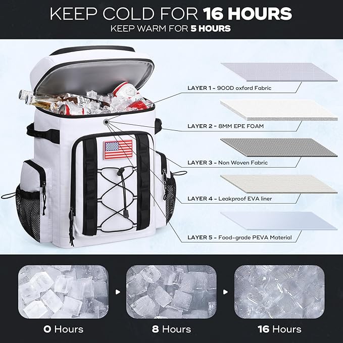 Maelstrom Backpack Cooler,Soft Lightweight Leakproof Cooler Backpack,Men Women 35/50 Can Insulated Cooler Bag,Keeps Hot/Cold for Up to 16 Hours,Perfect for Camping, Beach