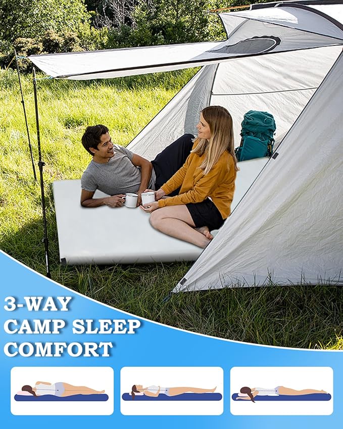 Memory Foam Camping Mattress, Roll Up Waterproof Foam Sleeping Mats for Camping, Portable Camping Mattress Pad for Track, Camping, Grey, 75"×38"×2.5"