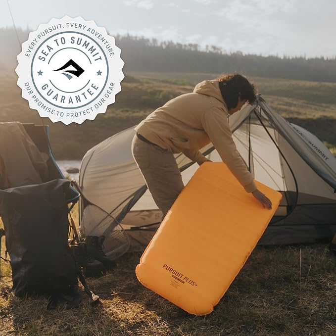 Sea to Summit Pursuit Plus Extra-Thick Self-Inflating Sleeping Mat for Camping and Backpacking, Tapered - Large (78 x 25 x 3 inches)