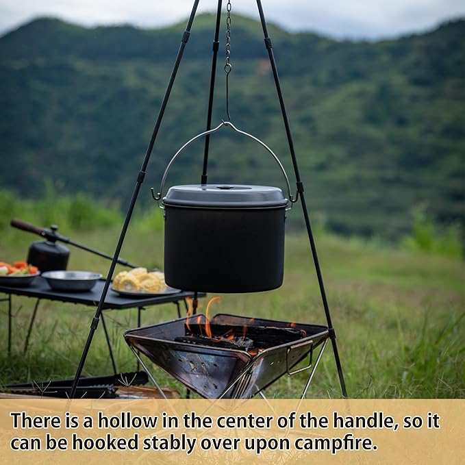 CAMPINGMOON Camping Pot 5.5-Quart Portable Campfire Cooking Hanging Pot Lightweight Aluminum MC-255