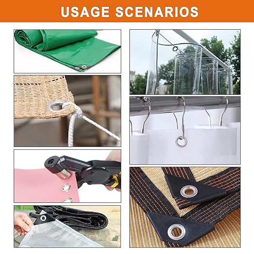 Grommet Tool Kit, Eyelet Tool Multi-Purpose Handheld Manual Hole Punch Rivet Press Plier Crimper 3 Interchangeable Dies with 900 Set 7/32" 5/16" 3/8" Metal Grommets Washers