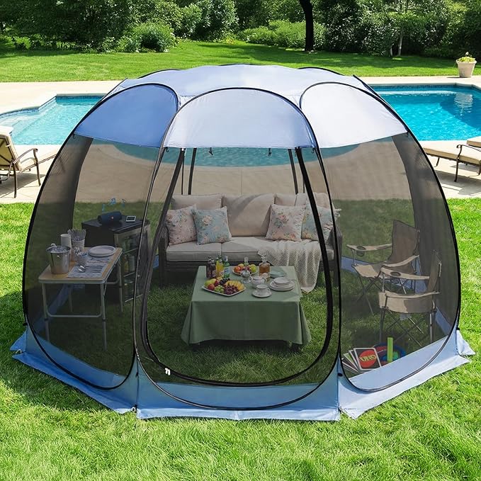 Alvantor® Pop Up Screen House Gazebo, Portable Mosquito Net Tent, UV Protected Sun Shelter for Patio, Backyard & Camping, Instant Setup for 2-10 People