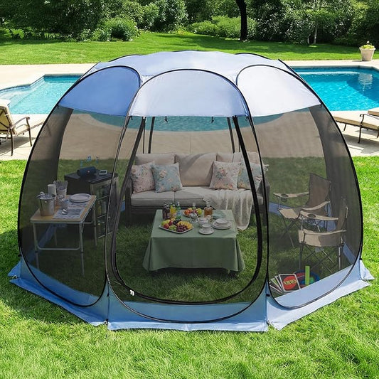 Alvantor® Pop Up Screen House Gazebo, Portable Mosquito Net Tent, UV Protected Sun Shelter for Patio, Backyard & Camping, Instant Setup for 2-10 People