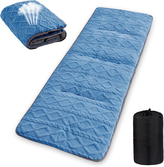 Folding Camping Cot Pad - Portable & Comfortable Outdoor Sleeping Mat with Elastic Strap, Lightweight Waterproof Bottom Mattress Pad