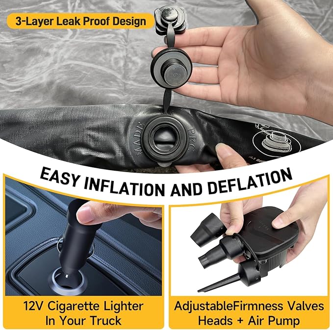 Umbrauto Air Mattress for 5-5.8 ft Full-Size Short Beds, Inflatable Truck Tent Airbed with Pump, Pickup Camper Air Bed for Camping