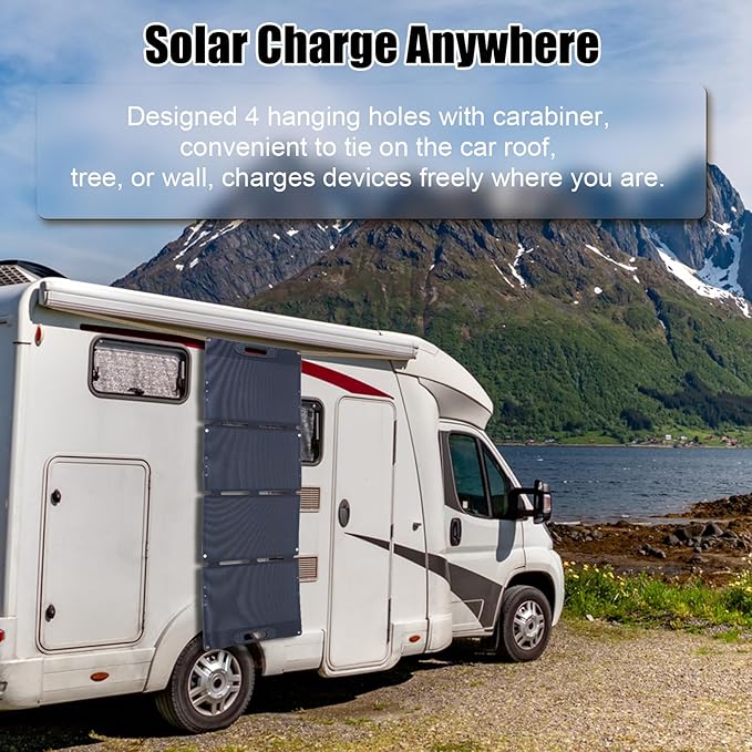 100W Solar Charging Backpack with 23% High-Efficiency Panel, Foldable Waterproof Solar Powered Bag, USB Output for Phone, Ideal for Hiking, Camping, RV & Emergency