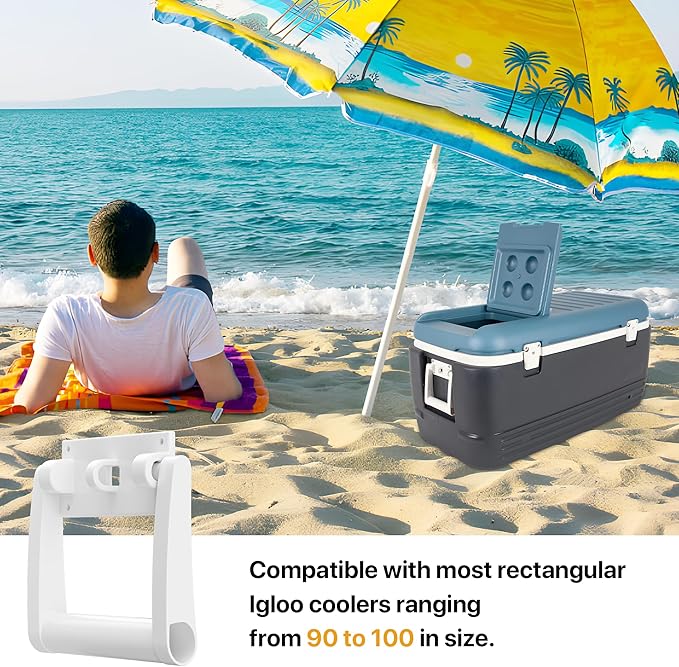LBB-Parts White Plastic Replacement Cooler Handles,Compatible with Igloo 90-100 Quart Cooler Handle,Cooler Replacement Handles kit