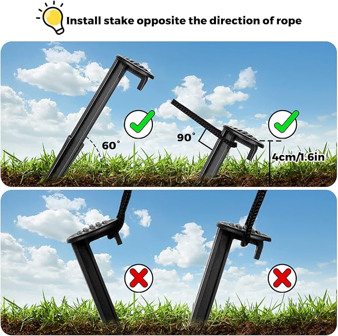 66 Pieces Inflatable Stakes and Tethers, Halloween Landscape Anchoring Stake Pack, Plastic Inflatable Spikes, Replacement Ground Stakes, Christmas Inflatable Decoration Accessories for Outdoor Garden