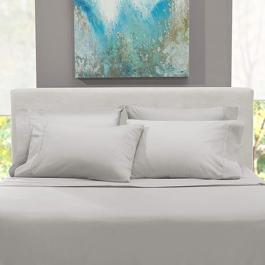 Clara Clark Full Sheets, 6 Piece Set - Hotel Luxury Bed Sheets, Super Soft Bedding Set, Full Size, Silver