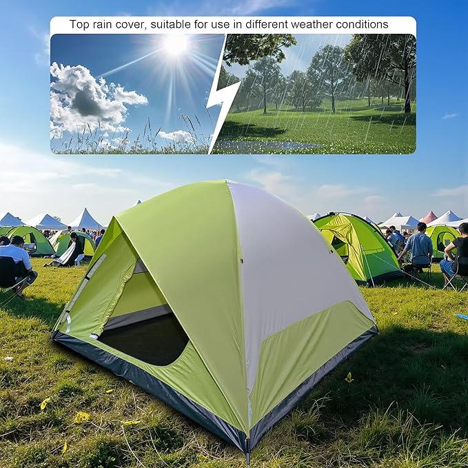 4-6 Person Dome Camping Tent, Family Camping Tent, 83x106 inches, Waterproof Oxford Flooring, for Fishing, Outdoor Camping, Hiking, Study Tours, Summer Camps.