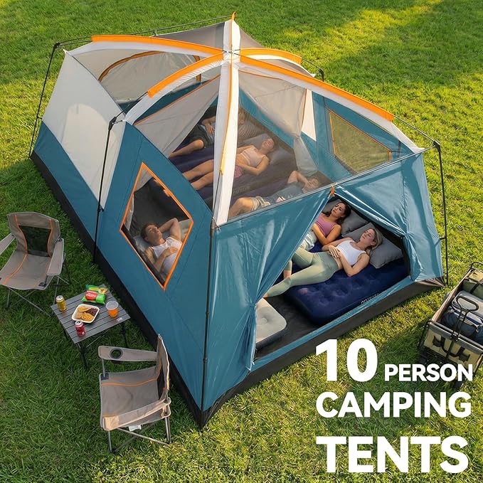 COBIZI 4-6-8-10 Person Camping Tent, Spacious Family Tents for Camping Ideal, Hiking, 3500mm Waterproof Double-Layer Windproof Tent for Hiking & Backpacking