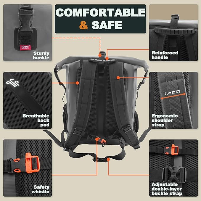 Waterproof Backpack Dry Bag 25L/35L/55L/85L – Heavy Duty Roll-Top Hiking Backpack Sack Keeps Gear Dry for Travel, Kayaking, Boating, Camping, Rafting and Fishing