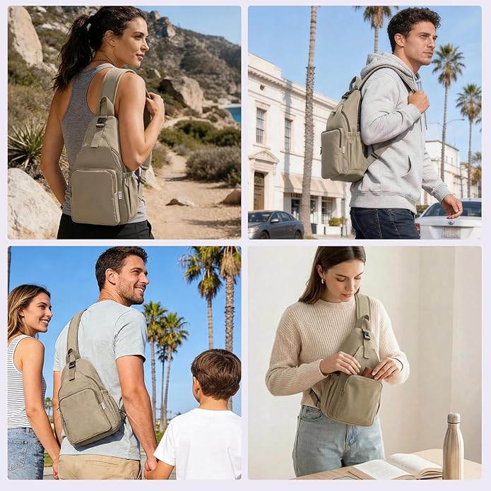 AOTIAN Anti-Theft Sling Backpack - Lightweight Water-Resistant Chest Daypack for Travel, Hiking & Outdoor