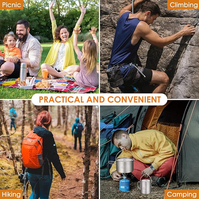 Camping Pot, Titanium Pot 750ml/900ml/1100ml/1600ml/2000ml/2800ml Ultralight ing Pot with Lid and Foldable Handle Outdoor Camping Backpacking Cooking Picnic