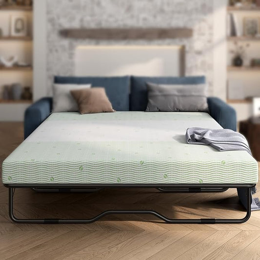 4 Inch Gel Memory Foam Sofa Mattress Queen Size, Mattress Replacement for Sleeper Sofa, Couch Bed, Guest Rooms, RVs & Boats, White